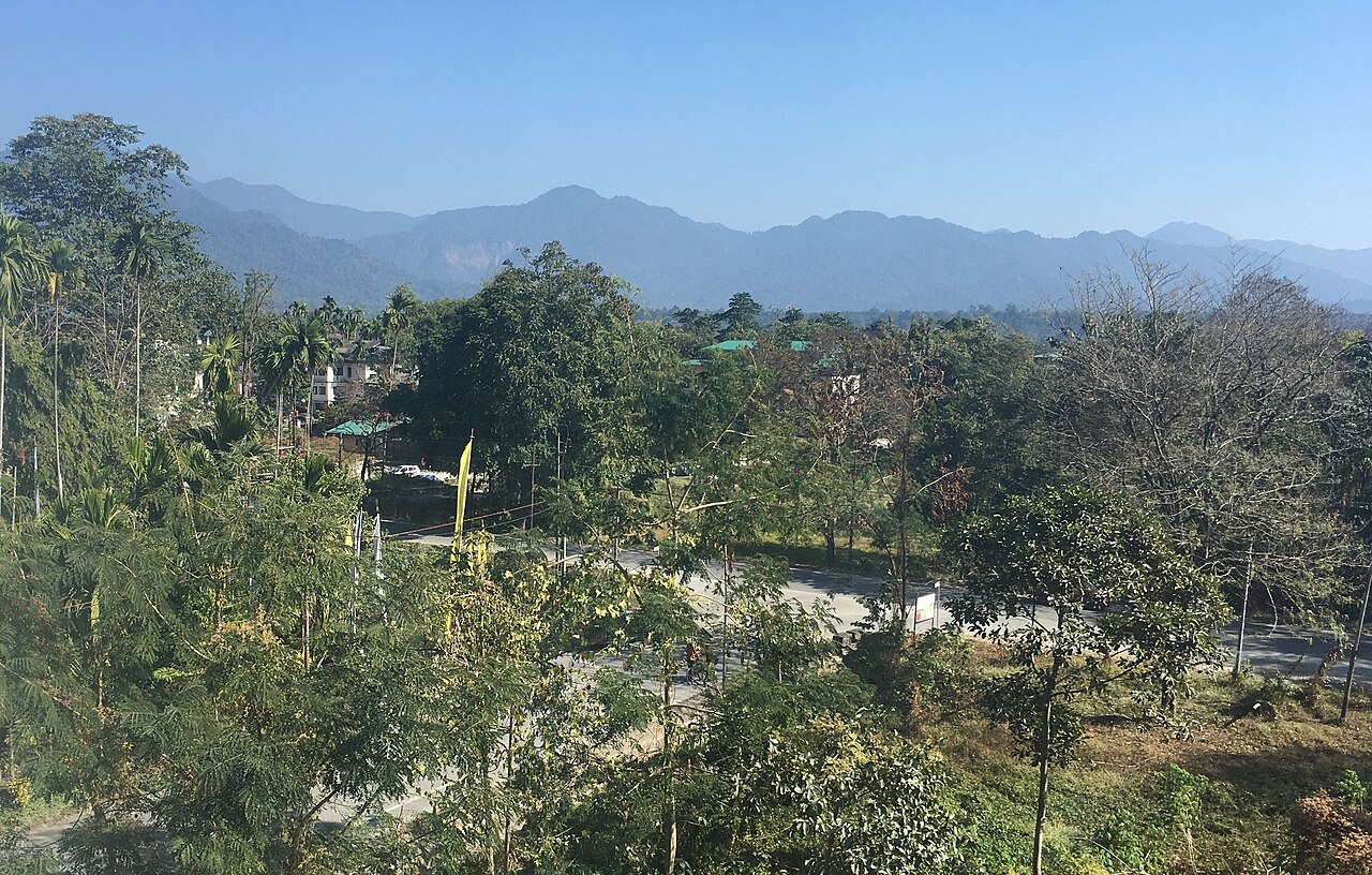 Gelephu town with the Himalayan foothills behind