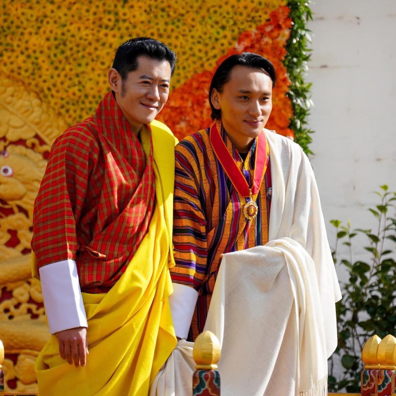 Pawo Choyning Dorji in Bhutanese ceremonial dress, wearing the Druk Thuksey decoration