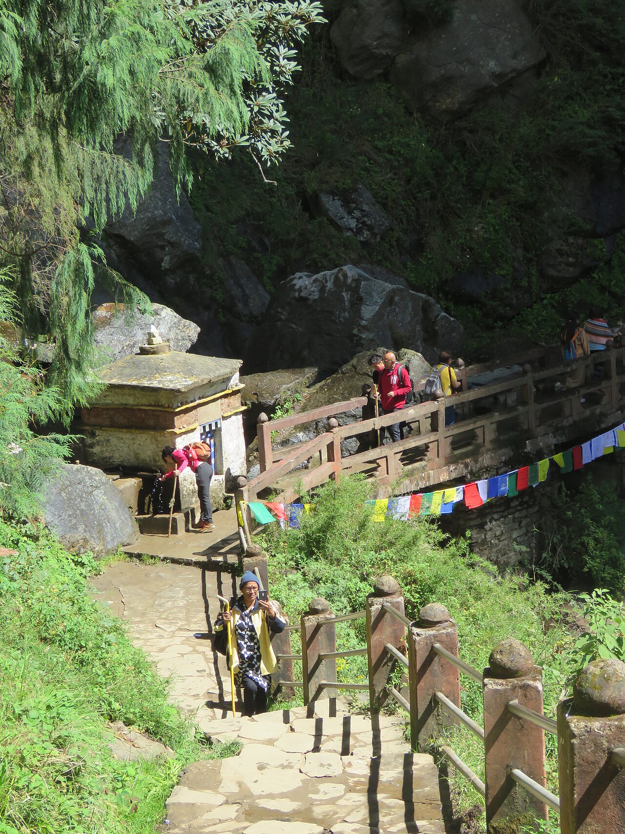 Pilgrims on the trekking path to Paro Taktsang (Tiger's Nest)