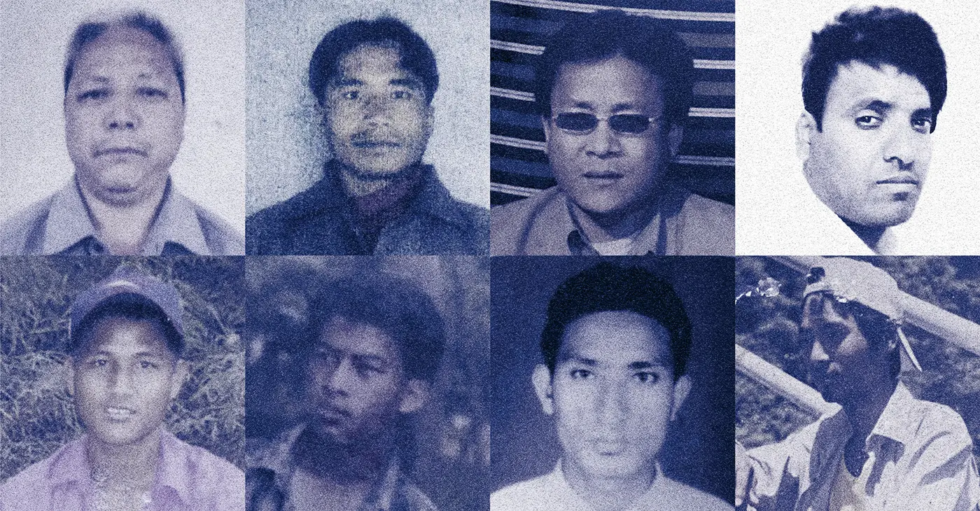 Top row: Lok Bahadur Ghaley; Rinzin Wangdi; Chandra Raj Rai; Kumar Gautam.
Bottom row: San Man Gurung; Birkha Bdr Chhetri; Omnath Adhikari; Chaturman Tamang.